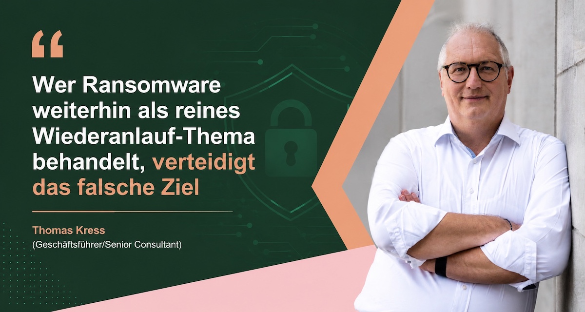 Thomas Kress von der Deutschen Cyberkom erklärt Ransomware-Erpressbarkeit im Interview